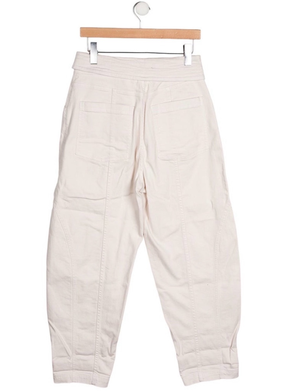 Ulla Johnson High Rise Wide Straight Leg Belted Jeans in Cream/ White size 6 - Picture 2 of 3